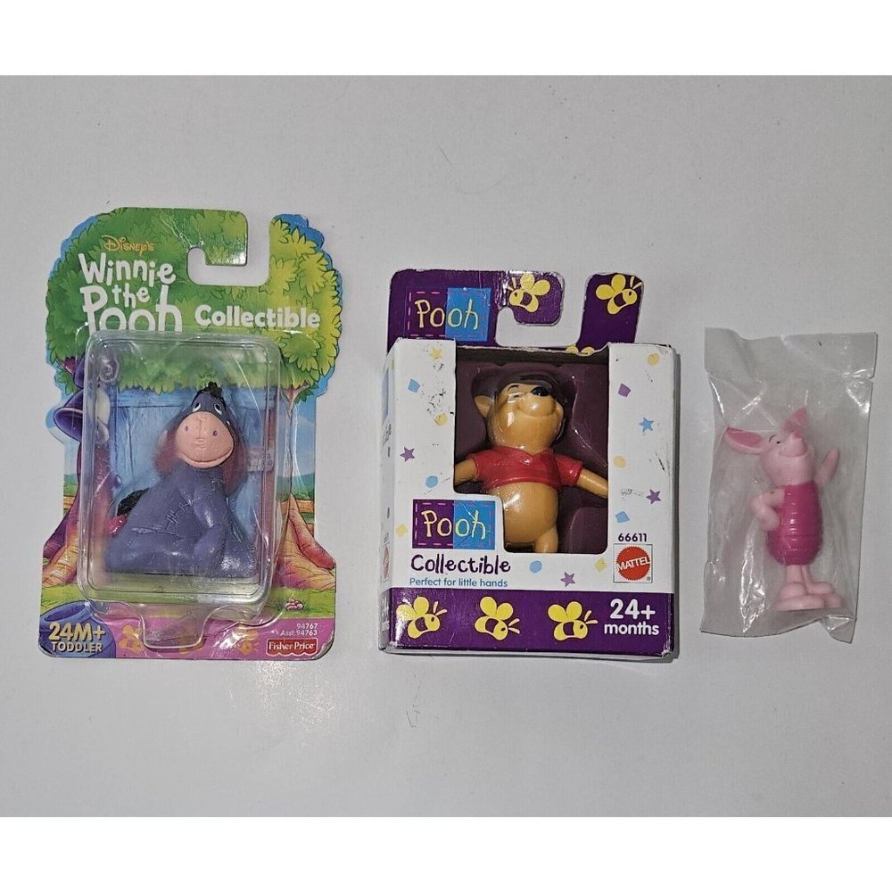 3 Disney Winnie the Pooh Figures Toy Lot Eeyore Piglet Cake Topper NOS